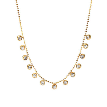 Fashionable and versatile titanium steel necklace white zircon stainless steel necklace for women