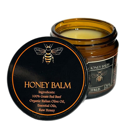 Honey Balm with Citrus Scent - 99% Grass-Fed Beef , Organic Olive Oil, Raw Honey for Skin Nourishment